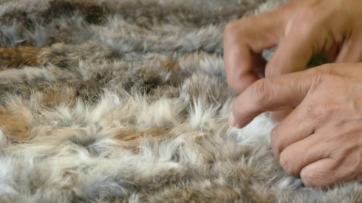Weaving a rabbit fur blanket - Weaving rabbit fur into a finished blanket (part of )
