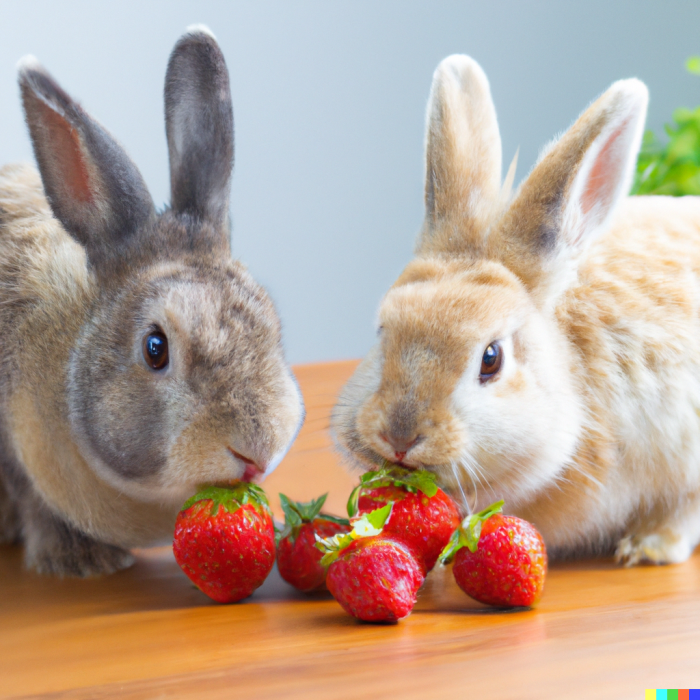 rabbits strawberries bunnies